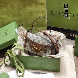 Gucci Horsebit 1955 Leather-Trimmed Printed Coated-Canvas Shoulder Bag Replica
